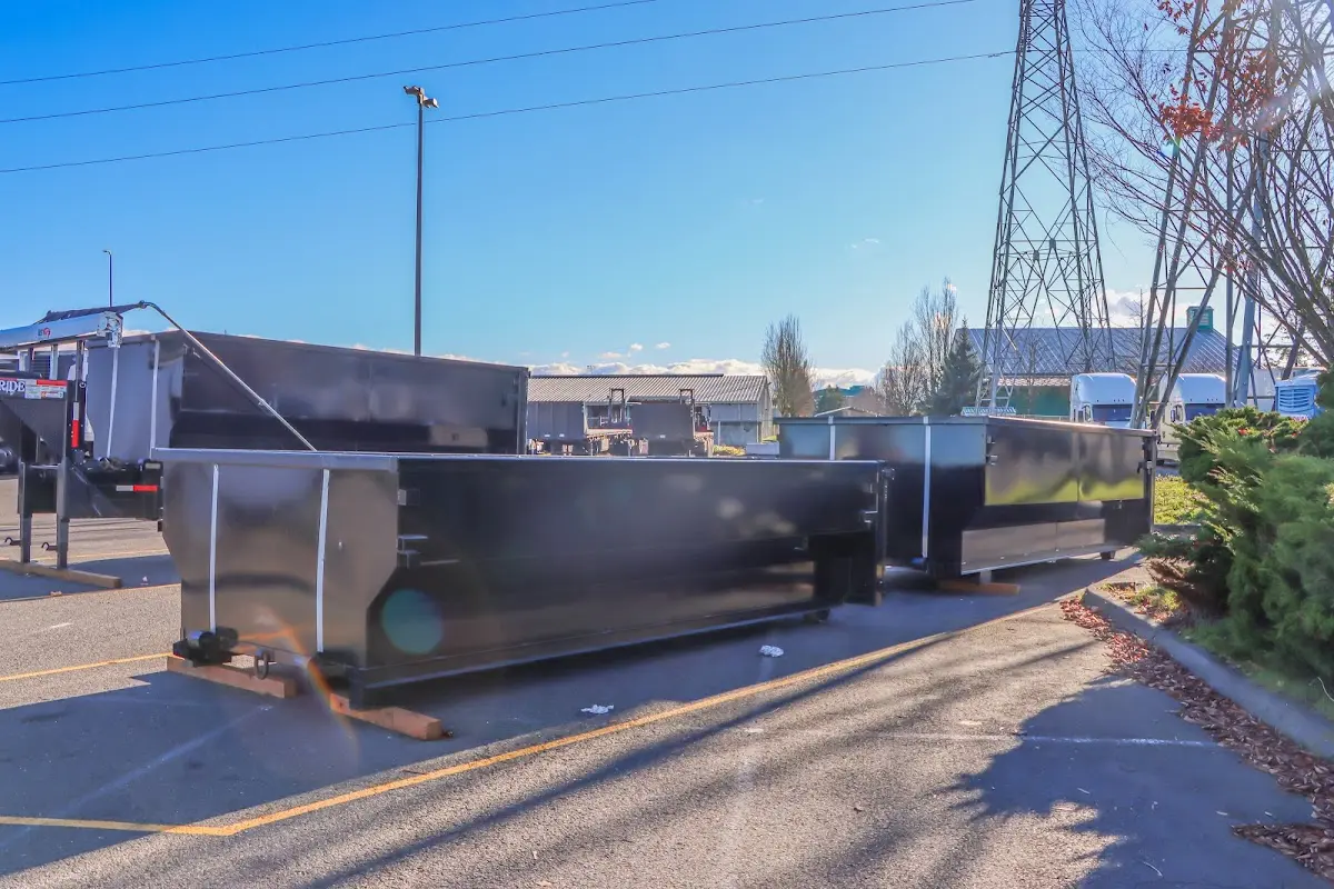Roll-off dumpster ready for waste disposal at job site for Cleanout Dumpster Rental in Atwater